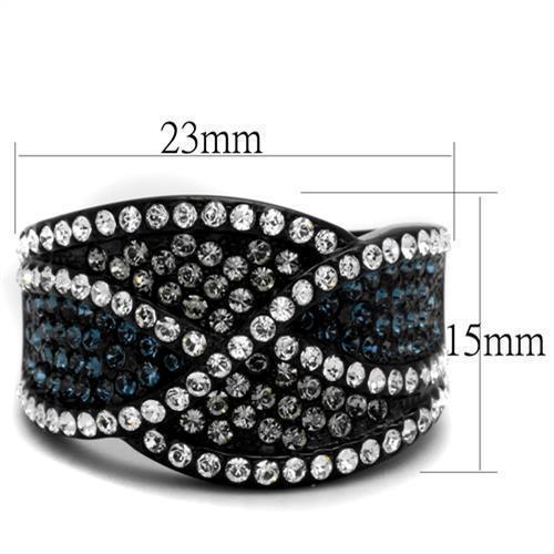 Womens Black Ring Anillo Para Mujer 316L Stainless Steel Ring with Top Grade Crystal in Montana Caroline - Jewelry Store by Erik Rayo