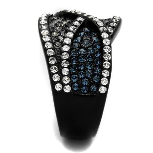 Womens Black Ring Anillo Para Mujer 316L Stainless Steel Ring with Top Grade Crystal in Montana Caroline - Jewelry Store by Erik Rayo