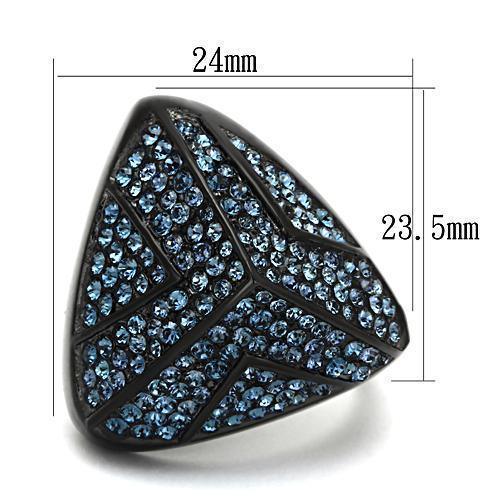 Womens Black Ring Anillo Para Mujer 316L Stainless Steel Ring with Top Grade Crystal in Montana Cento - Jewelry Store by Erik Rayo