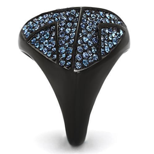 Womens Black Ring Anillo Para Mujer 316L Stainless Steel Ring with Top Grade Crystal in Montana Cento - Jewelry Store by Erik Rayo