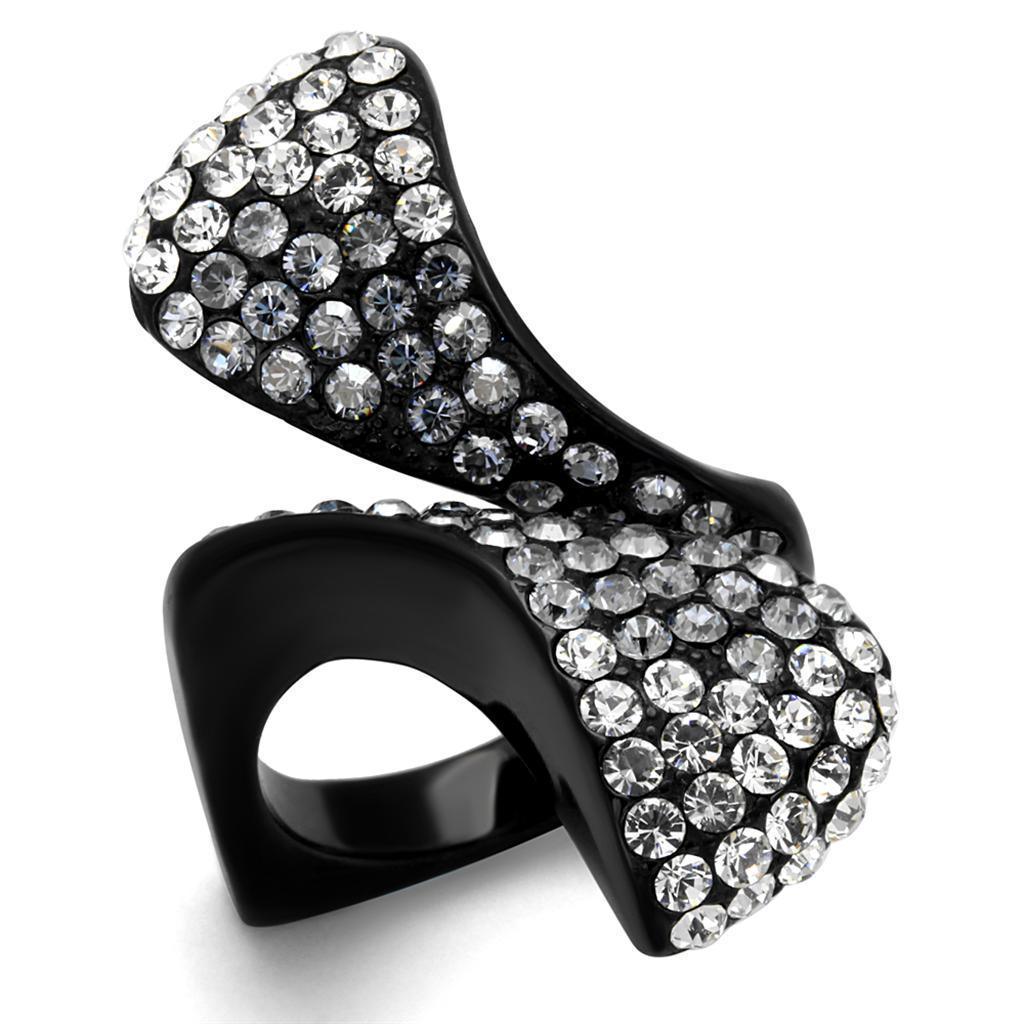Womens Black Ring Anillo Para Mujer 316L Stainless Steel Ring with Top Grade Crystal in Montana Charlotte - Jewelry Store by Erik Rayo