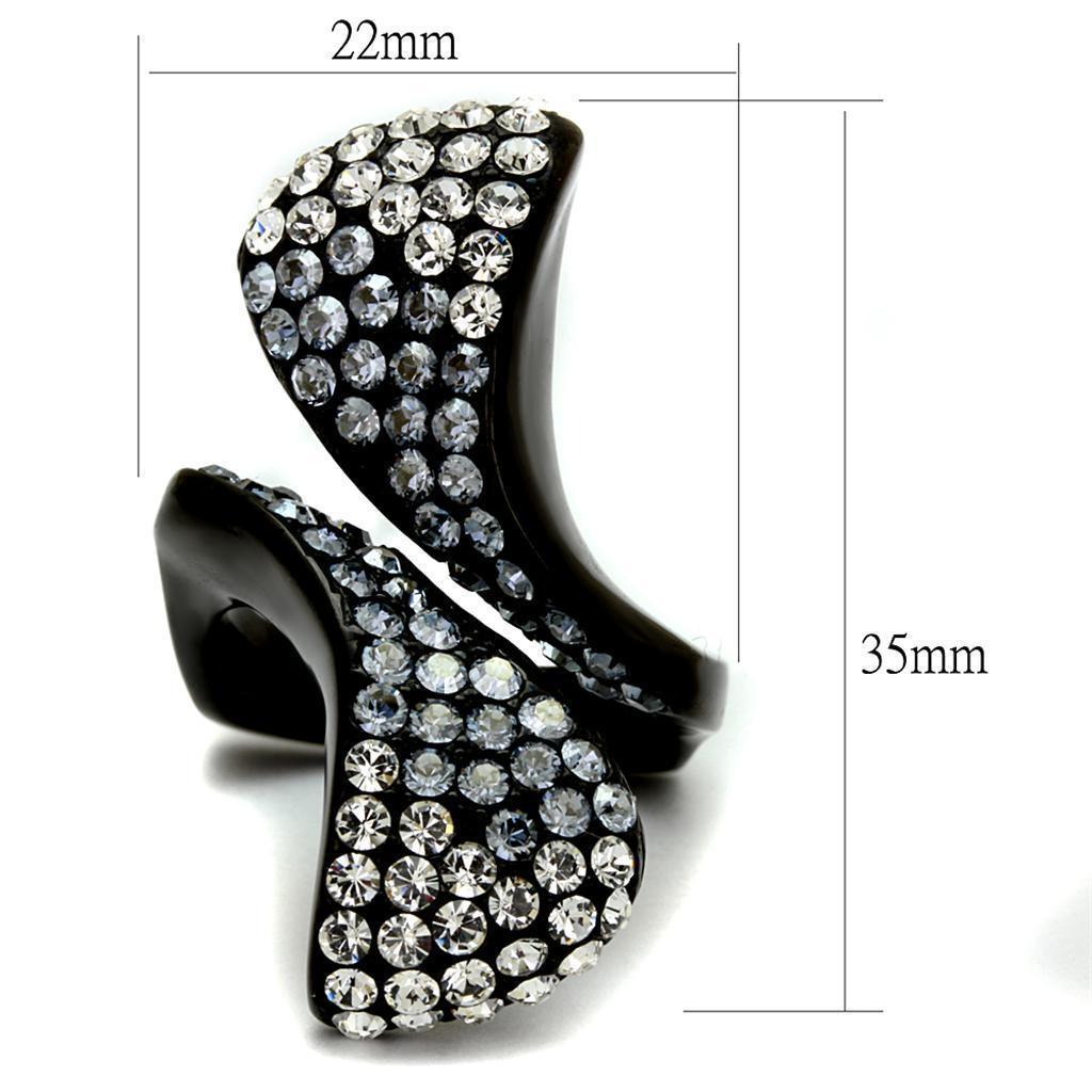 Womens Black Ring Anillo Para Mujer 316L Stainless Steel Ring with Top Grade Crystal in Montana Charlotte - Jewelry Store by Erik Rayo