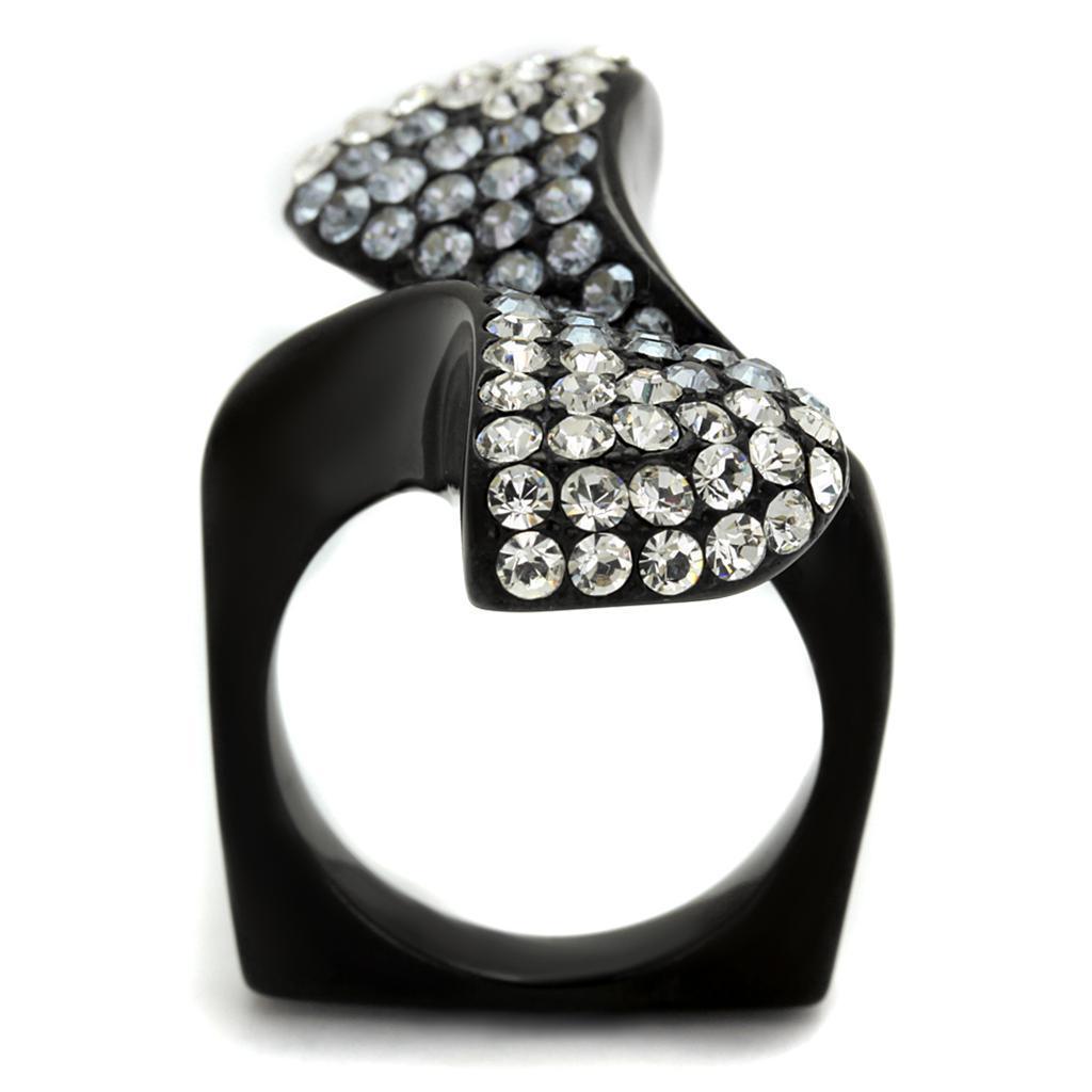 Womens Black Ring Anillo Para Mujer 316L Stainless Steel Ring with Top Grade Crystal in Montana Charlotte - Jewelry Store by Erik Rayo