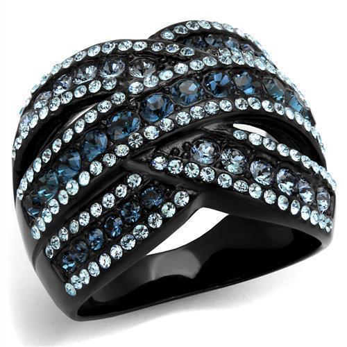 Womens Black Ring Anillo Para Mujer 316L Stainless Steel Ring with Top Grade Crystal in Montana Lucinda - Jewelry Store by Erik Rayo