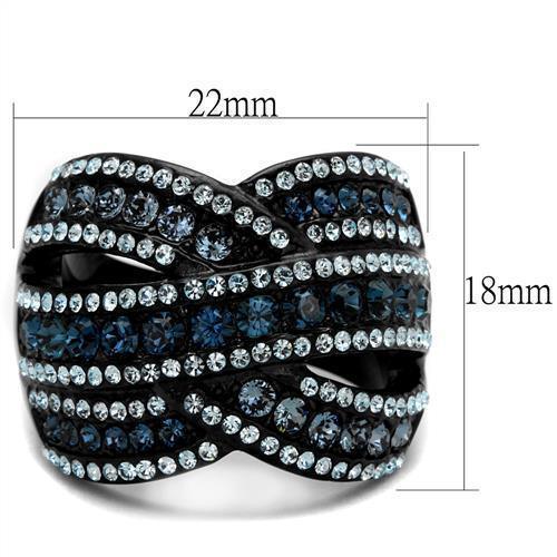 Womens Black Ring Anillo Para Mujer 316L Stainless Steel Ring with Top Grade Crystal in Montana Lucinda - Jewelry Store by Erik Rayo