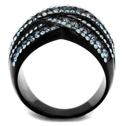 Womens Black Ring Anillo Para Mujer 316L Stainless Steel Ring with Top Grade Crystal in Montana Lucinda - Jewelry Store by Erik Rayo