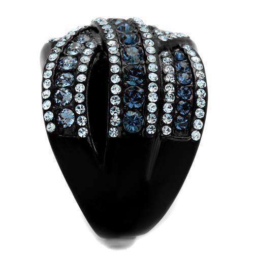 Womens Black Ring Anillo Para Mujer 316L Stainless Steel Ring with Top Grade Crystal in Montana Lucinda - Jewelry Store by Erik Rayo