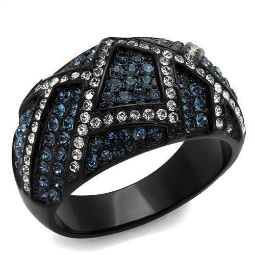 Womens Black Ring Anillo Para Mujer 316L Stainless Steel Ring with Top Grade Crystal in Montana Tabitha - Jewelry Store by Erik Rayo