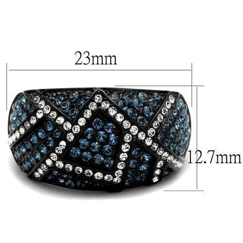 Womens Black Ring Anillo Para Mujer 316L Stainless Steel Ring with Top Grade Crystal in Montana Tabitha - Jewelry Store by Erik Rayo