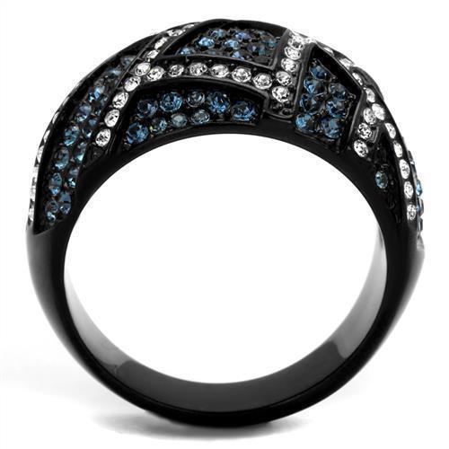 Womens Black Ring Anillo Para Mujer 316L Stainless Steel Ring with Top Grade Crystal in Montana Tabitha - Jewelry Store by Erik Rayo