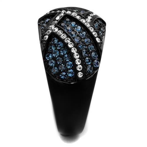 Womens Black Ring Anillo Para Mujer 316L Stainless Steel Ring with Top Grade Crystal in Montana Tabitha - Jewelry Store by Erik Rayo