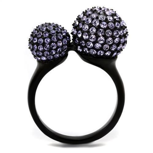 Womens Black Ring Anillo Para Mujer 316L Stainless Steel Ring with Top Grade Crystal in Multi Color Cordelia - Jewelry Store by Erik Rayo