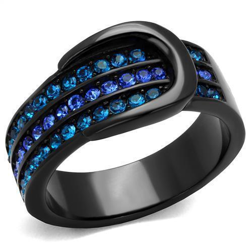 Womens Black Ring Anillo Para Mujer 316L Stainless Steel Ring with Top Grade Crystal in Multi Color Emilia - Jewelry Store by Erik Rayo