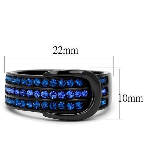 Womens Black Ring Anillo Para Mujer 316L Stainless Steel Ring with Top Grade Crystal in Multi Color Emilia - Jewelry Store by Erik Rayo