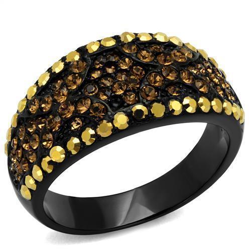 Womens Black Ring Anillo Para Mujer 316L Stainless Steel Ring with Top Grade Crystal in Multi Color Floriana - Jewelry Store by Erik Rayo