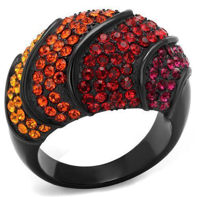 Womens Black Ring Anillo Para Mujer y Ninos Unisex Kids 316L Stainless Steel Ring with Top Grade Crystal in Multi Color Giselle - Jewelry Store by Erik Rayo