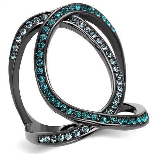 Womens Black Ring Anillo Para Mujer 316L Stainless Steel Ring with Top Grade Crystal in Multi Color Millicent - Jewelry Store by Erik Rayo