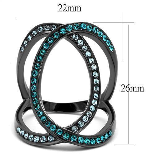 Womens Black Ring Anillo Para Mujer 316L Stainless Steel Ring with Top Grade Crystal in Multi Color Millicent - Jewelry Store by Erik Rayo
