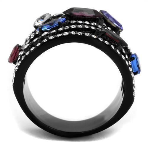 Womens Black Ring Anillo Para Mujer 316L Stainless Steel Ring with Top Grade Crystal in Multi Color Susannah - Jewelry Store by Erik Rayo