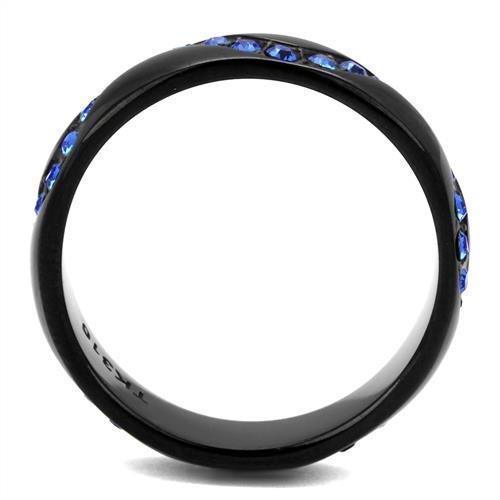Womens Black Ring Anillo Para Mujer 316L Stainless Steel Ring with Top Grade Crystal in Sapphire Eviana - Jewelry Store by Erik Rayo