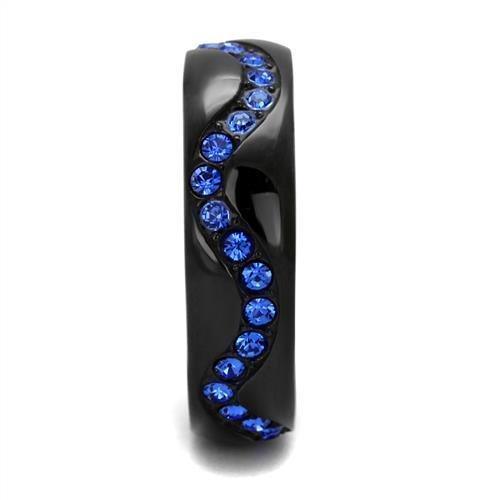 Womens Black Ring Anillo Para Mujer 316L Stainless Steel Ring with Top Grade Crystal in Sapphire Eviana - Jewelry Store by Erik Rayo