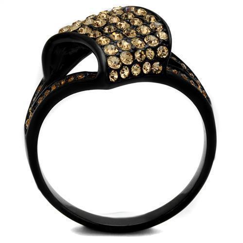 Womens Black Ring Anillo Para Mujer 316L Stainless Steel Ring with Top Grade Crystal in Smoked Quartz Jeanette - Jewelry Store by Erik Rayo