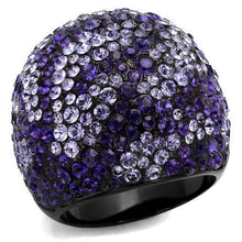 Load image into Gallery viewer, Womens Black Ring Anillo Para Mujer Unisex 316L Stainless Steel Ring with Top Grade Crystal in Tanzanite Cassandra - Jewelry Store by Erik Rayo
