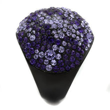 Load image into Gallery viewer, Womens Black Ring Anillo Para Mujer Unisex 316L Stainless Steel Ring with Top Grade Crystal in Tanzanite Cassandra - Jewelry Store by Erik Rayo
