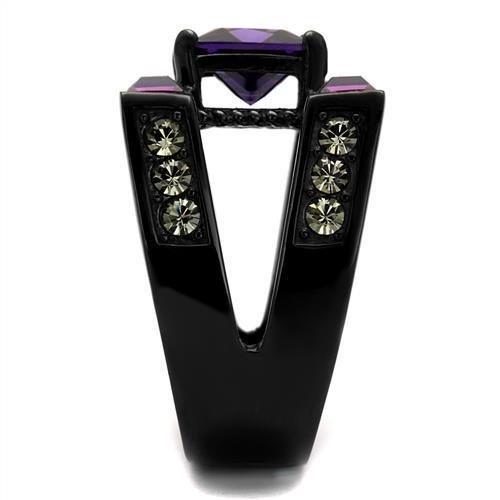 Black Rings for Women Anillo Para Mujer Stainless Steel Ring with AAA Grade CZ in Amethyst Ravena - Jewelry Store by Erik Rayo