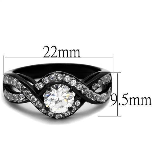 Black Rings for Women Anillo Para Mujer Stainless Steel Ring with AAA Grade CZ in Clear Ariela - Jewelry Store by Erik Rayo