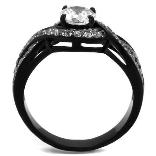 Black Rings for Women Anillo Para Mujer Stainless Steel Ring with AAA Grade CZ in Clear Ariela - Jewelry Store by Erik Rayo