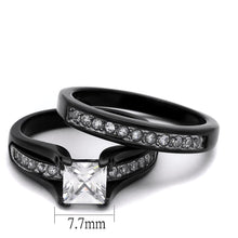 Load image into Gallery viewer, Womens Black Ring Anillo Para Mujer Stainless Steel Ring with AAA Grade CZ in Clear Aurunca - Jewelry Store by Erik Rayo
