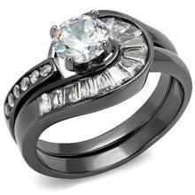 Load image into Gallery viewer, Womens Black Ring Anillo Para Mujer Stainless Steel Ring with AAA Grade CZ in Clear Dinah - Jewelry Store by Erik Rayo
