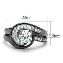 Load image into Gallery viewer, Womens Black Ring Anillo Para Mujer Stainless Steel Ring with AAA Grade CZ in Clear Dinah - Jewelry Store by Erik Rayo
