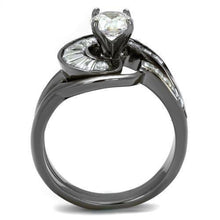 Load image into Gallery viewer, Womens Black Ring Anillo Para Mujer Stainless Steel Ring with AAA Grade CZ in Clear Dinah - Jewelry Store by Erik Rayo
