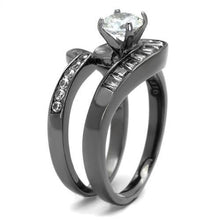 Load image into Gallery viewer, Womens Black Ring Anillo Para Mujer Stainless Steel Ring with AAA Grade CZ in Clear Dinah - Jewelry Store by Erik Rayo
