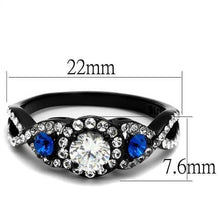 Load image into Gallery viewer, Womens Black Ring Anillo Para Mujer Stainless Steel Ring with AAA Grade CZ in Clear Evangeline - Jewelry Store by Erik Rayo
