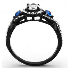 Load image into Gallery viewer, Womens Black Ring Anillo Para Mujer Stainless Steel Ring with AAA Grade CZ in Clear Evangeline - Jewelry Store by Erik Rayo
