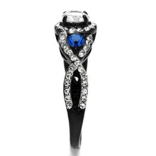 Load image into Gallery viewer, Womens Black Ring Anillo Para Mujer Stainless Steel Ring with AAA Grade CZ in Clear Evangeline - Jewelry Store by Erik Rayo
