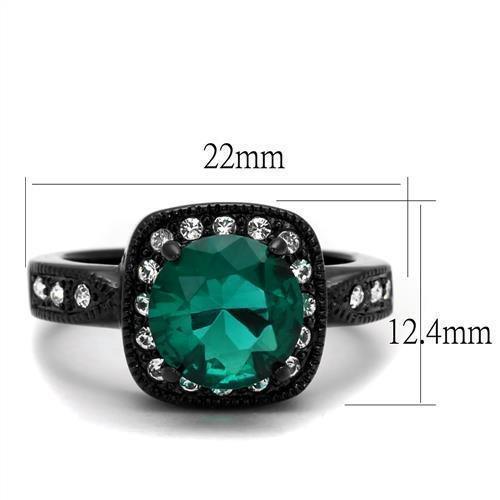 Black Rings for Women Anillo Para Mujer Stainless Steel Ring with Glass in Blue Zircon Beatrice - Jewelry Store by Erik Rayo