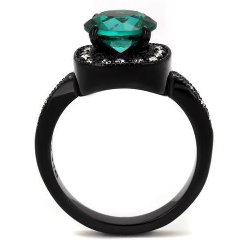 Black Rings for Women Anillo Para Mujer Stainless Steel Ring with Glass in Blue Zircon Beatrice - Jewelry Store by Erik Rayo