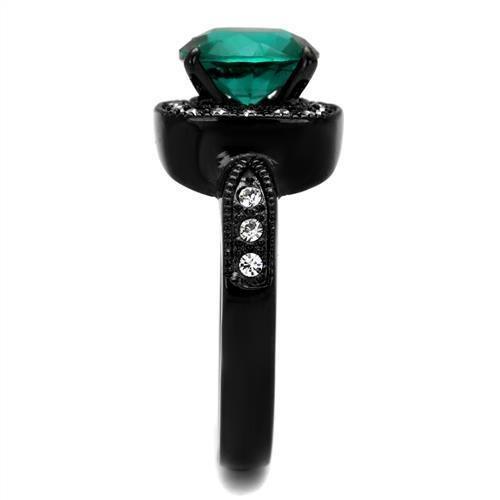 Black Rings for Women Anillo Para Mujer Stainless Steel Ring with Glass in Blue Zircon Beatrice - Jewelry Store by Erik Rayo