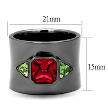Load image into Gallery viewer, Womens Black Ring Anillo Para Mujer Stainless Steel Ring with Glass in Multi Color Luciana - Jewelry Store by Erik Rayo
