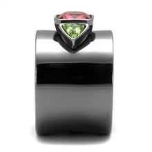 Load image into Gallery viewer, Womens Black Ring Anillo Para Mujer Stainless Steel Ring with Glass in Multi Color Luciana - Jewelry Store by Erik Rayo
