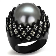 Load image into Gallery viewer, Womens Black Ring Anillo Para Mujer Stainless Steel Ring with Synthetic Pearl in Gray Amarilla - Jewelry Store by Erik Rayo
