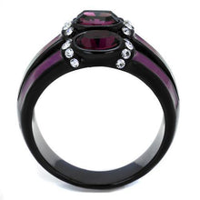 Load image into Gallery viewer, Womens Black Ring Anillo Para Mujer Stainless Steel Ring with Top Grade Crystal in Amethyst Claire - Jewelry Store by Erik Rayo
