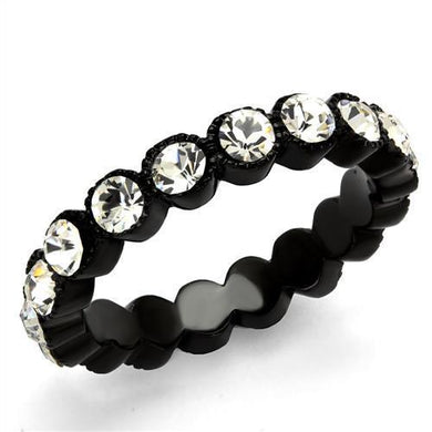 Womens Black Ring Anillo Para Mujer Stainless Steel Ring with Top Grade Crystal in Clear Aryana - Jewelry Store by Erik Rayo