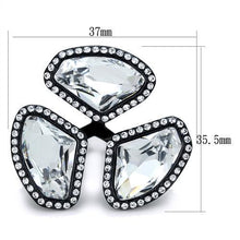 Load image into Gallery viewer, Womens Black Ring Anillo Para Mujer Stainless Steel Ring with Top Grade Crystal in Clear Claudette - Jewelry Store by Erik Rayo

