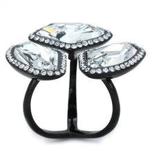 Load image into Gallery viewer, Womens Black Ring Anillo Para Mujer Stainless Steel Ring with Top Grade Crystal in Clear Claudette - Jewelry Store by Erik Rayo
