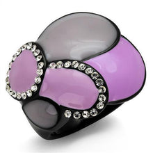 Load image into Gallery viewer, Womens Black Ring Anillo Para Mujer Stainless Steel Ring with Top Grade Crystal in Clear Eloise - Jewelry Store by Erik Rayo
